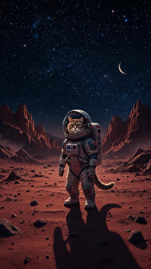 Кот в скафандре на Марсе
